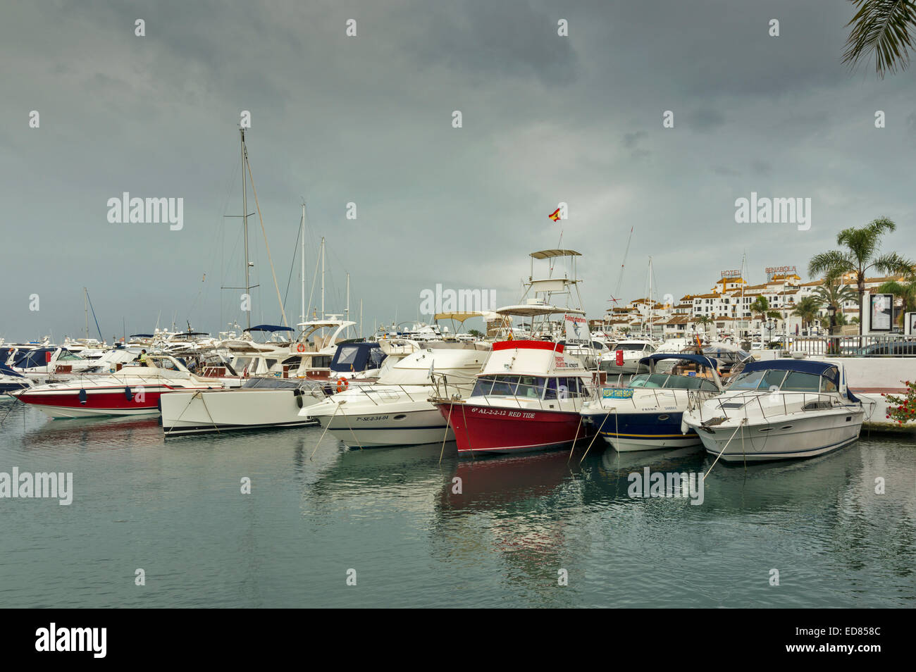 Puerto Jose Banus marina in Marbella, Spain, White expensiv…