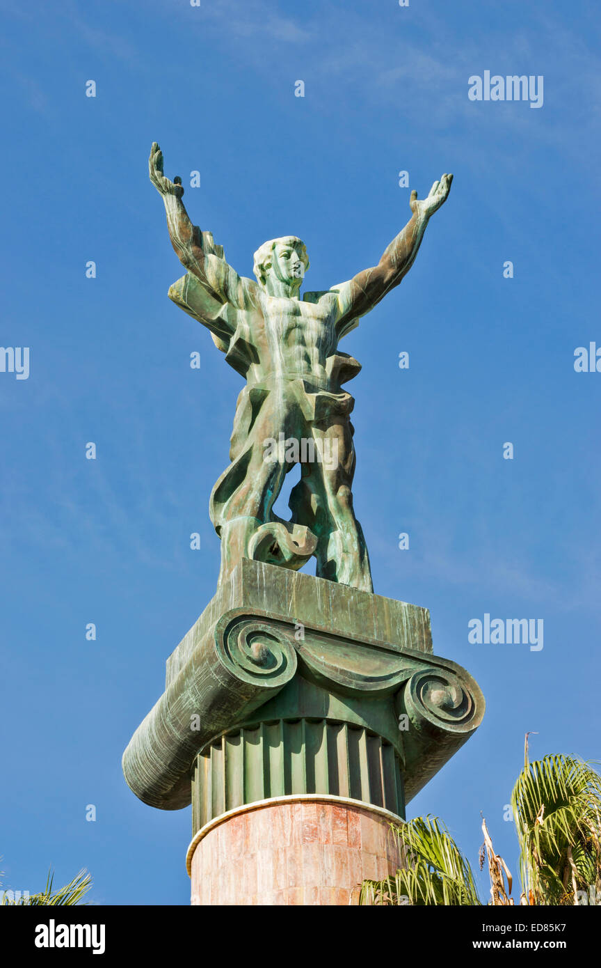 LA VICTORIA A STATUE ON A COLUMN NEAR THE WATERFRONT OF PUERTO BANUS