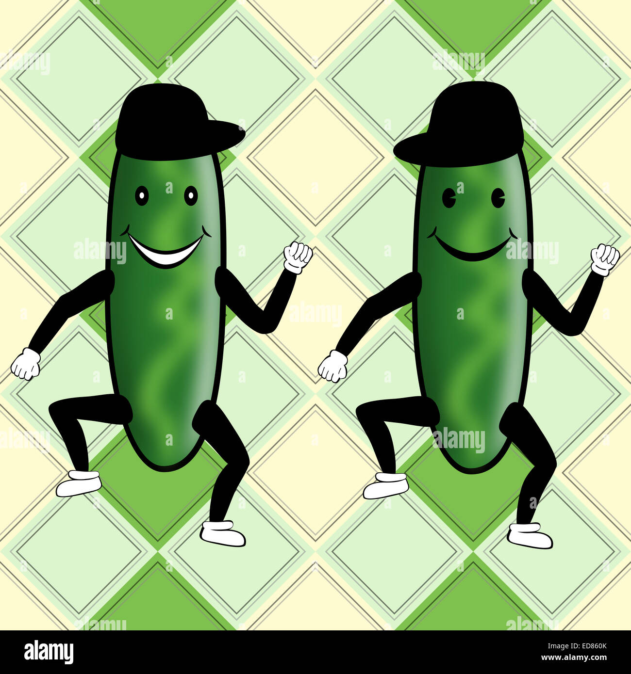 Funny cute cucumber party on nice decorative background Stock Photo