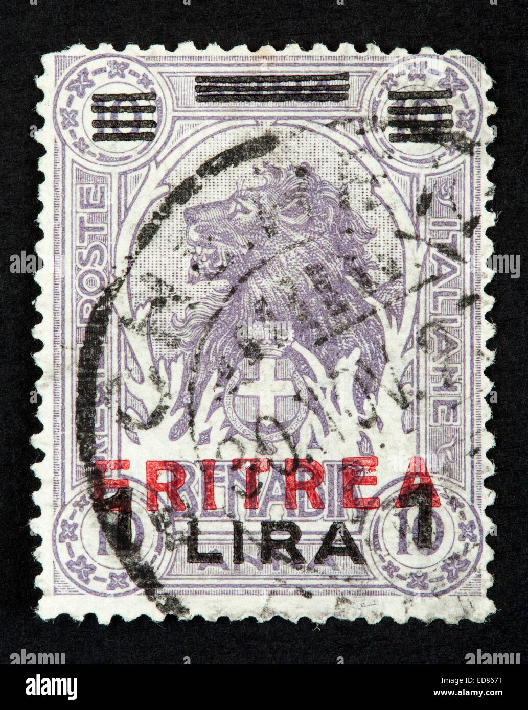 Italian Somaliland postage stamp with Eritrea overprint Stock Photo
