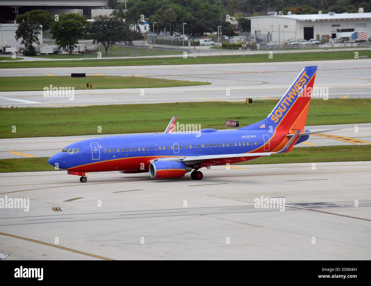 Fort Lauderdale, USA - July 21, 2013: Southwest Airlines Boeing 737 passenger jet departs from Fort Lauderdale, Florida on July Stock Photo