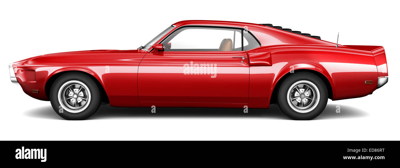 Red classic muscle car Stock Photo