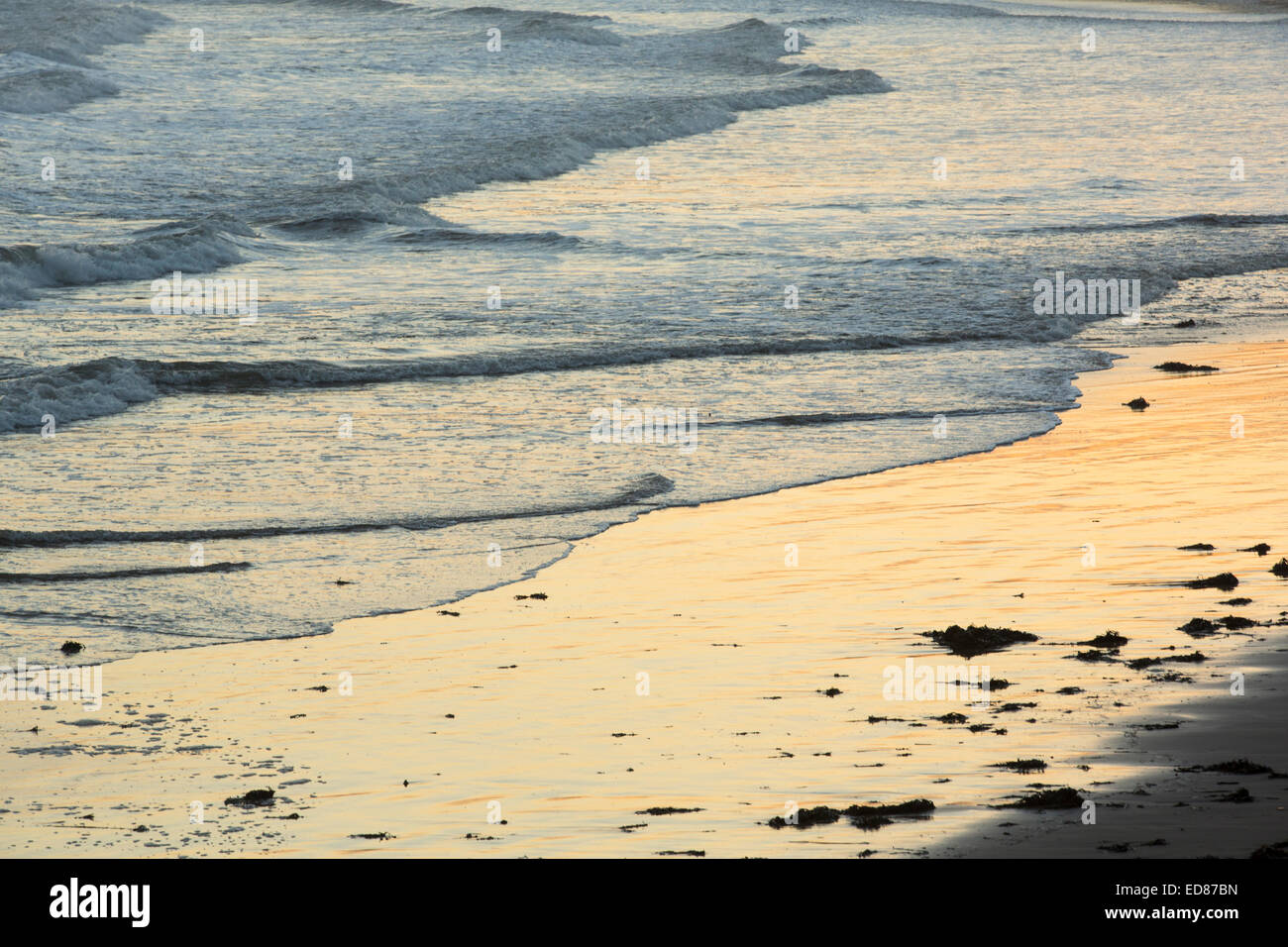 Beadnell Beach at sunset, Northumberland, UK. Stock Photo