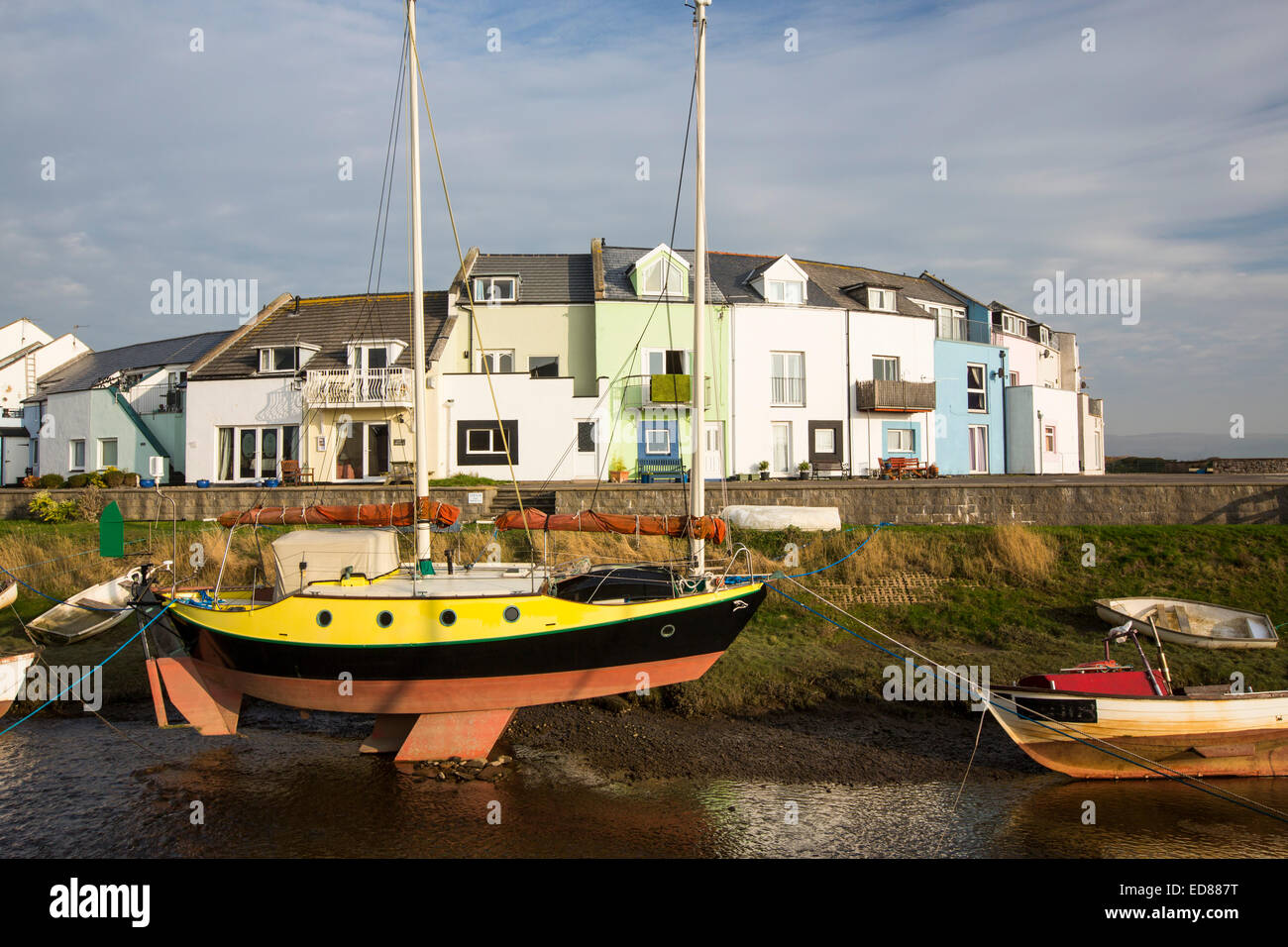 Harbour front housing at Haverigg, Cumbria, UK. Stock Photo