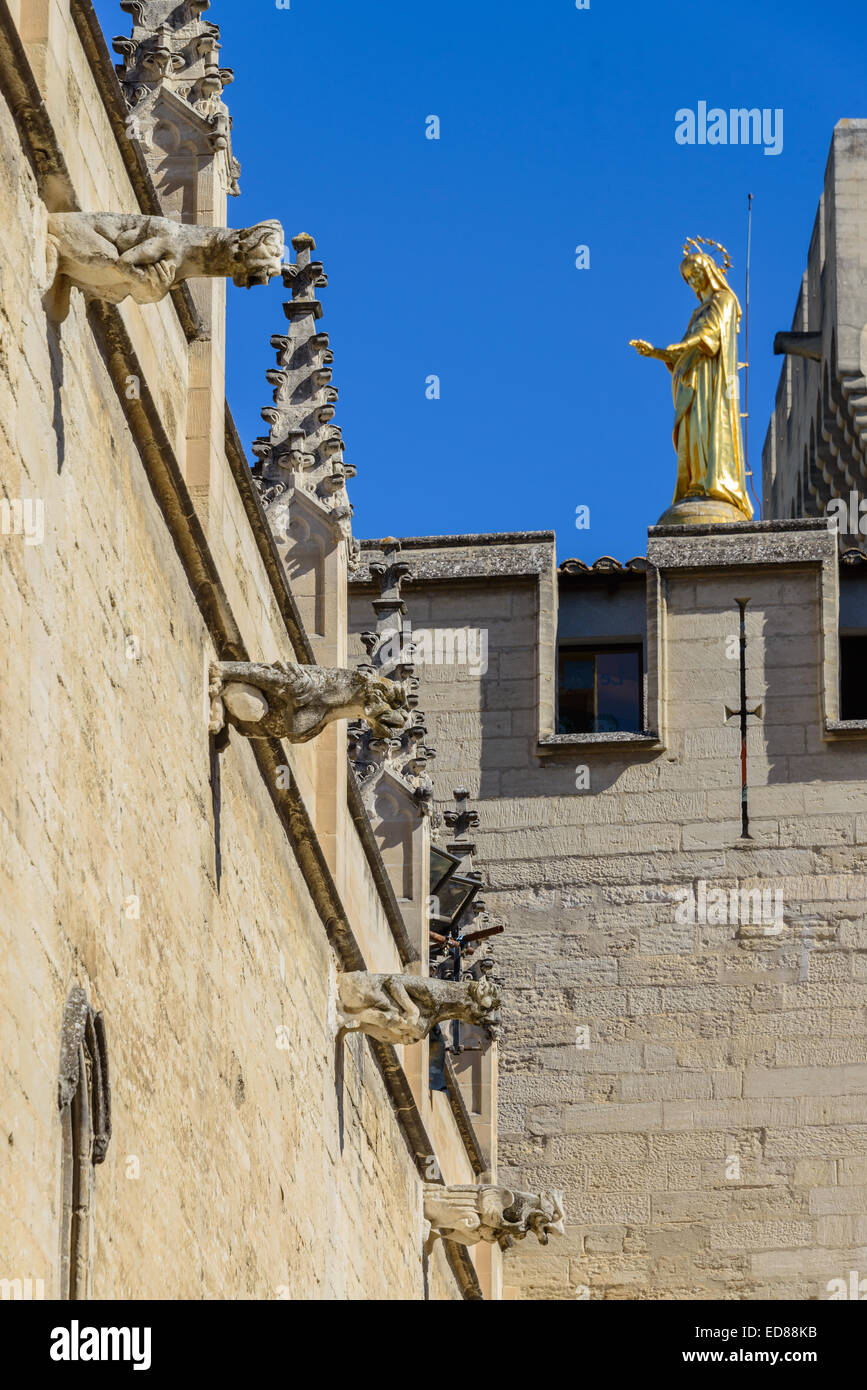 Gargoyles of the Palace of the Popes in Avignon, Provence, South of France. Stock Photo
