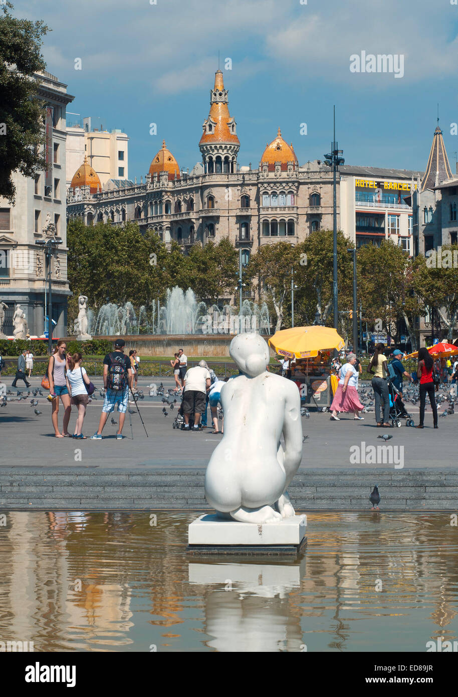 La Diosa statue, Placa de Catalunya, Barcelona, Spain Stock Photo