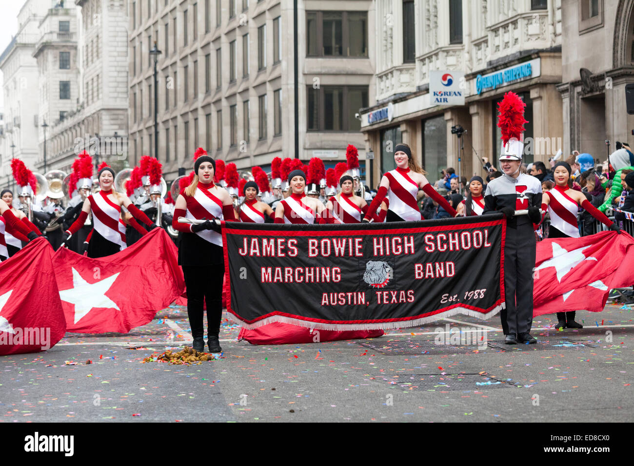 Performers from the James Bowie High School Marching Band from Stock