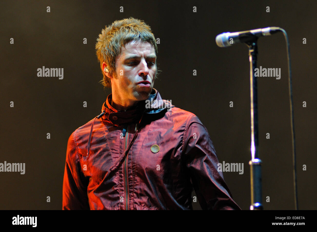 BENICASIM, SPAIN - JULY 19: Liam Gallagher, frontman of Beady Eye band, concert performance at FIB. Stock Photo