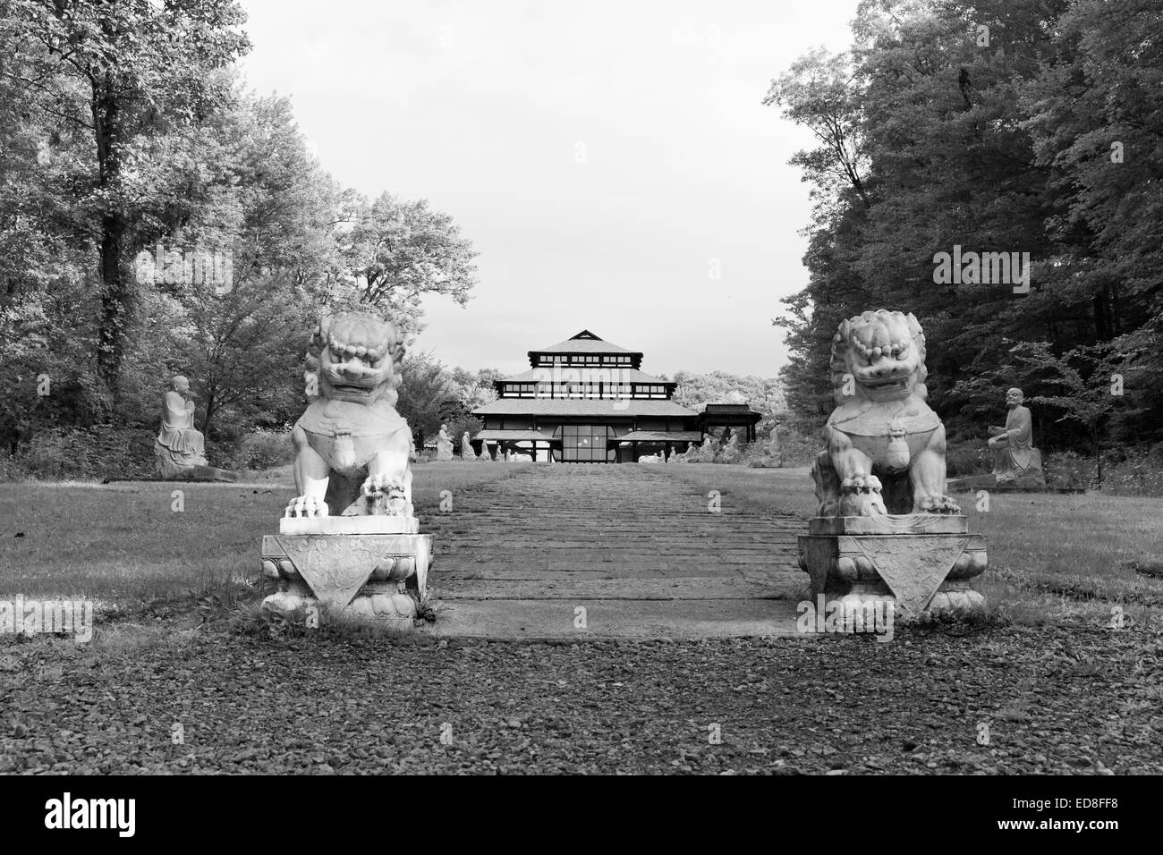 Carmel, NY USA - August 17, 2014: Bodhi path leading to Great Buddha