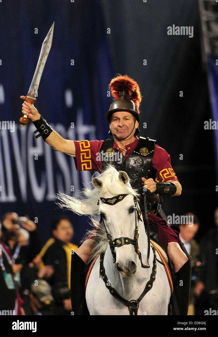 San Diego, CA. 27th Dec, 2014. Trojan Mascot horse of USC during the Bridgepoint Education Holiday Bowl College football game between the Nebraska Cornhuskers and the USC Trojans at Qualcomm Stadium in San Diego, California John Green/CSM/Alamy Live News Stock Photo