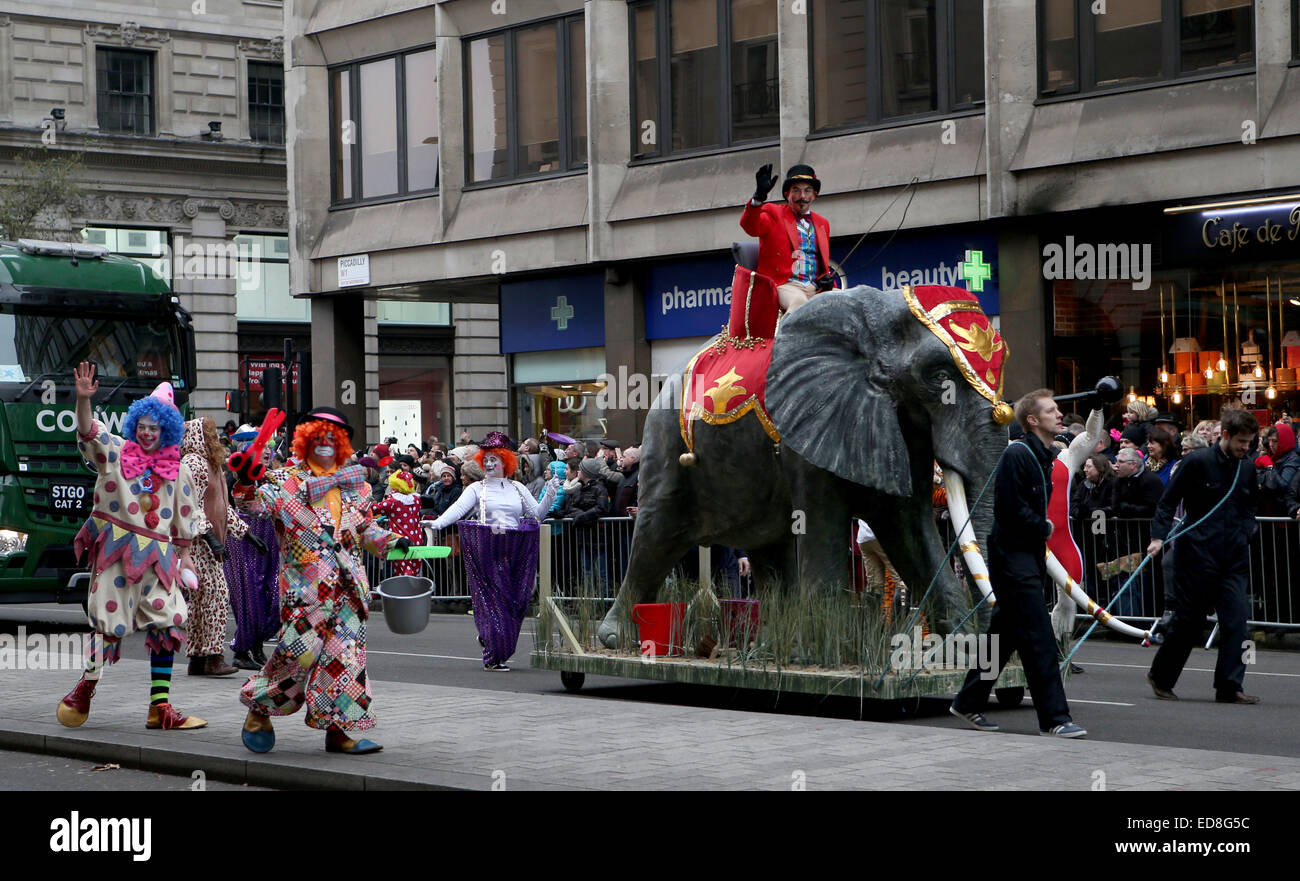 London, UK. 1st Jan, 2015. Performers parade during the annual New Year ...
