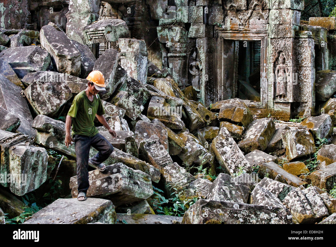 Ta Promh temple undergoing restoration work at Angkor in Cambodia Stock Photo