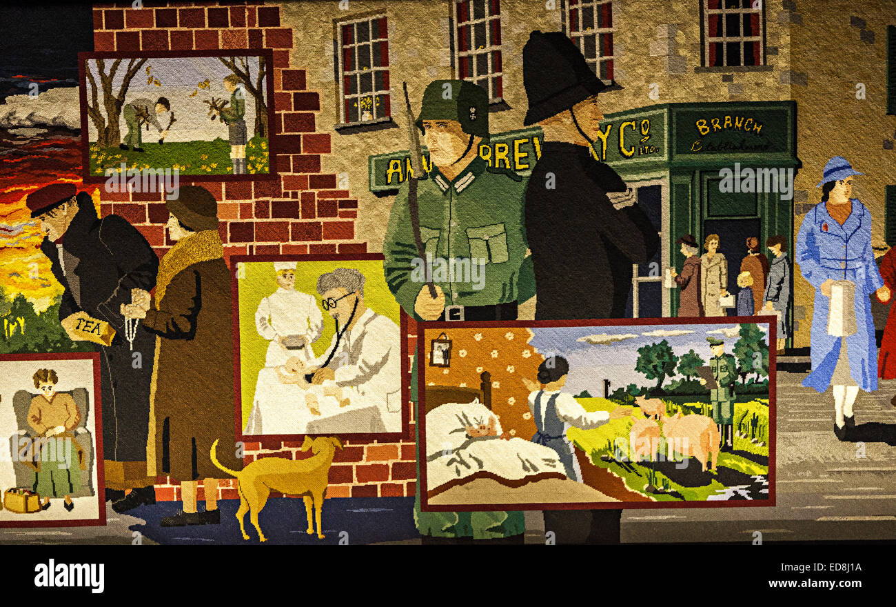 Part of the Occupation Tapestry, St Helier, Jersey, Channel Islands, UK Stock Photo
