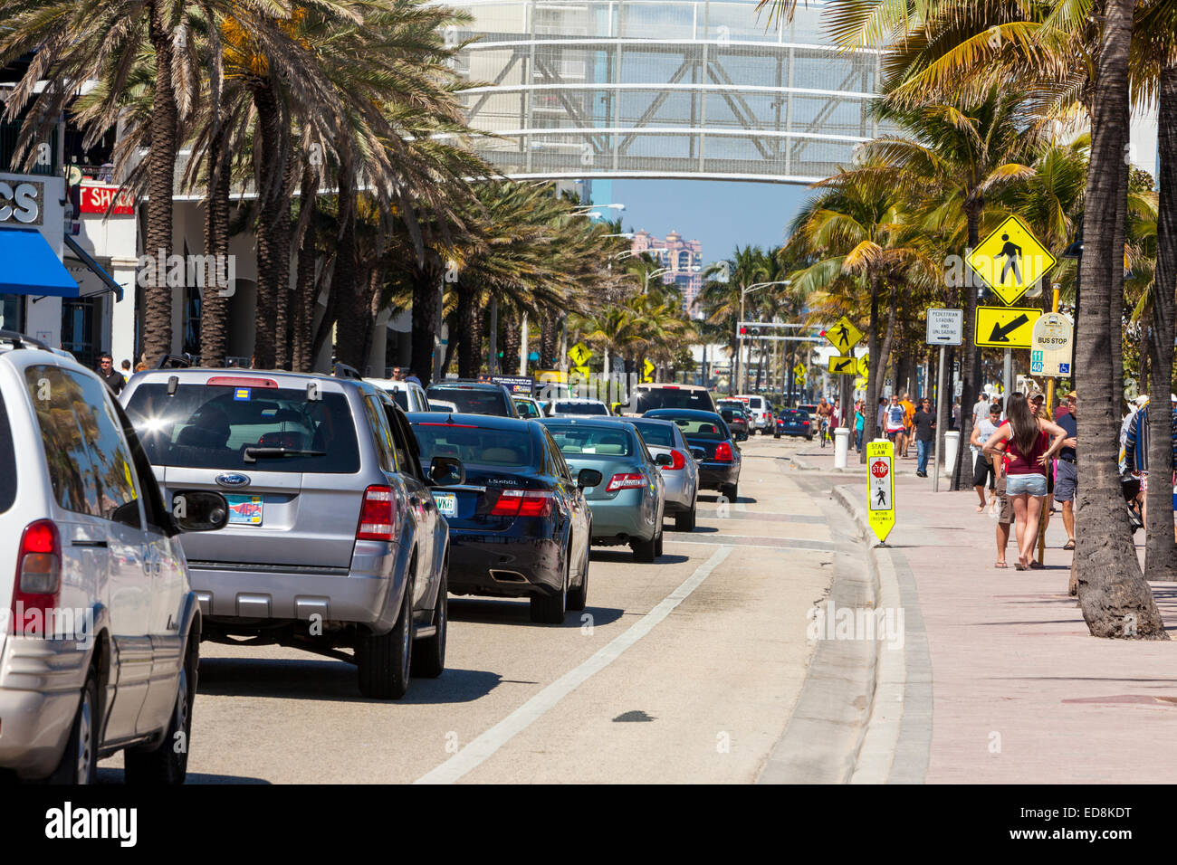 Ft. Lauderdale, Florida.  Street Scene, Seabreeze Blvd., Florida State Highway A1A. Stock Photo