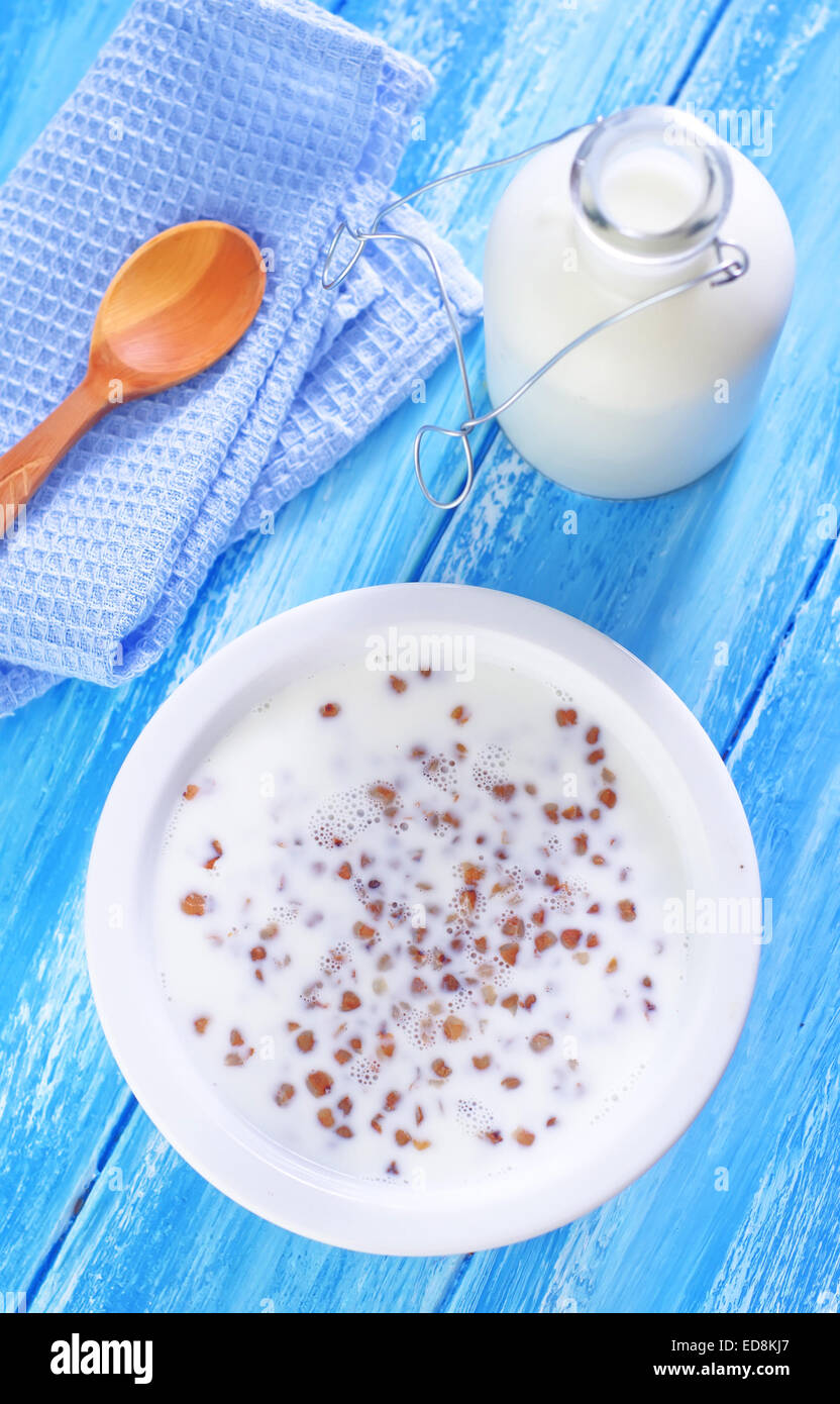 buckwheat with milk Stock Photo Alamy