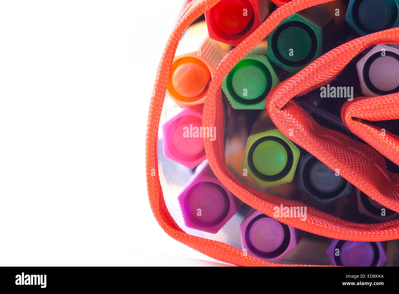 case of colored pens. isolated on white background Stock Photo - Alamy