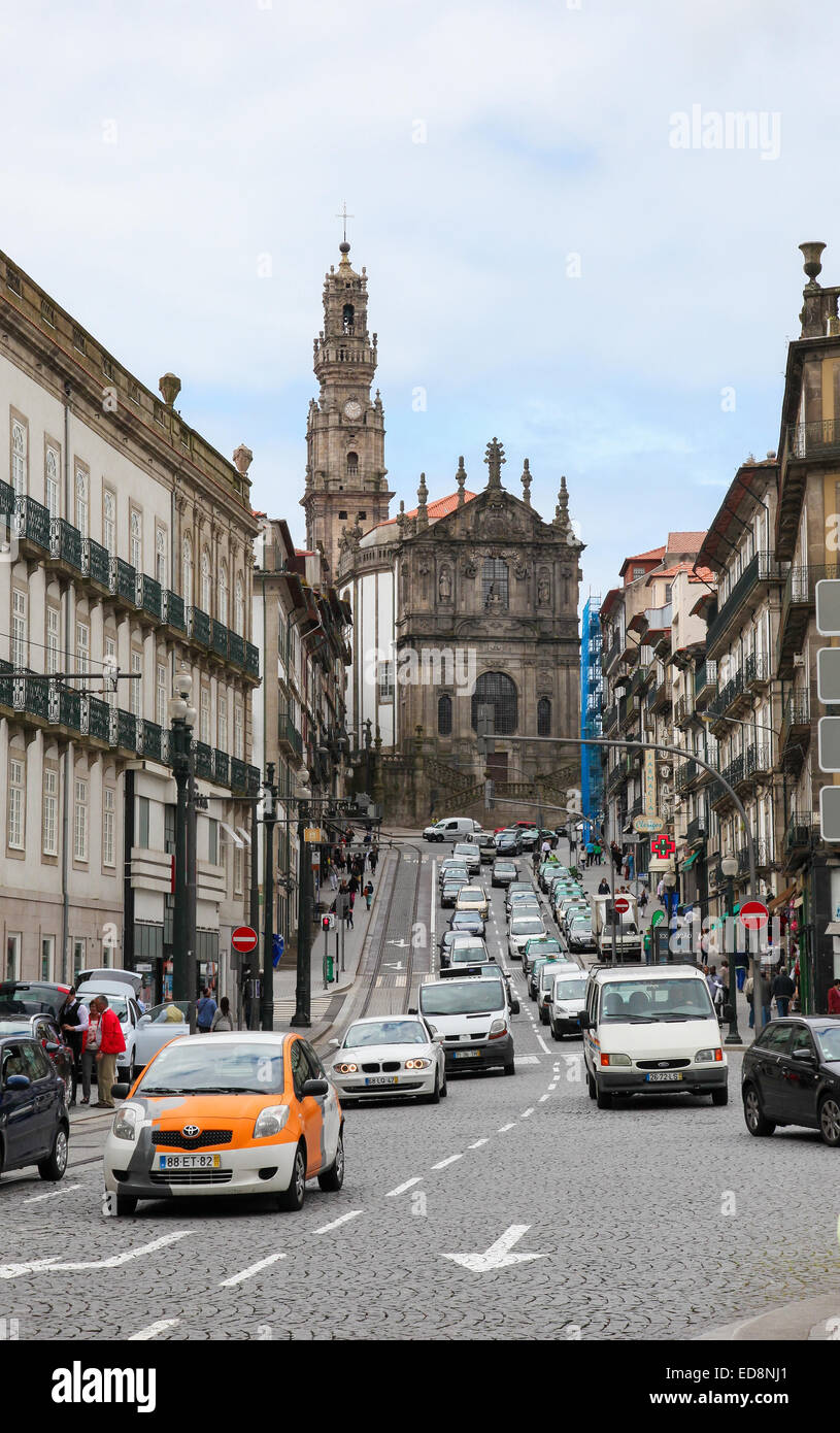 PORTO, PORTUGAL - JUNE 4, 2014: Clerigos Church, a famous baroque church in the center of Porto, Portugal. Stock Photo