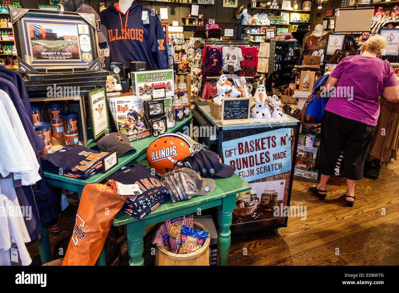 Illinois Troy,Cracker Barrel Restaurant & Old Country Store,American chain,interior inside,gift shop,woman female women,shopping shopper shoppers shop Stock Photo