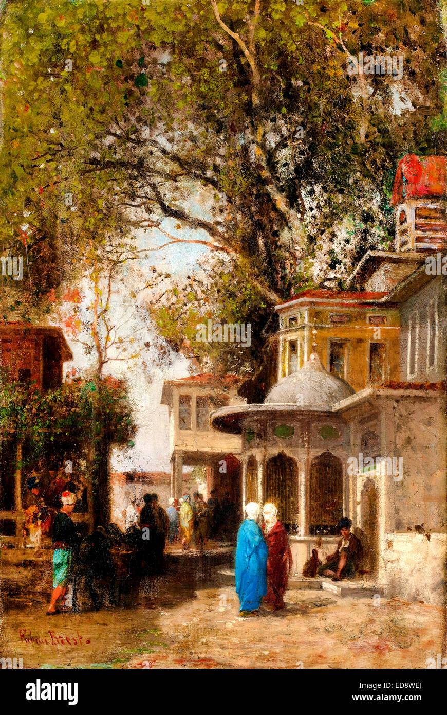 Germain Fabius Brest, The Street. 19th Century. Oil on canvas. Pera Museum, Istanbul, Turkey. Stock Photo