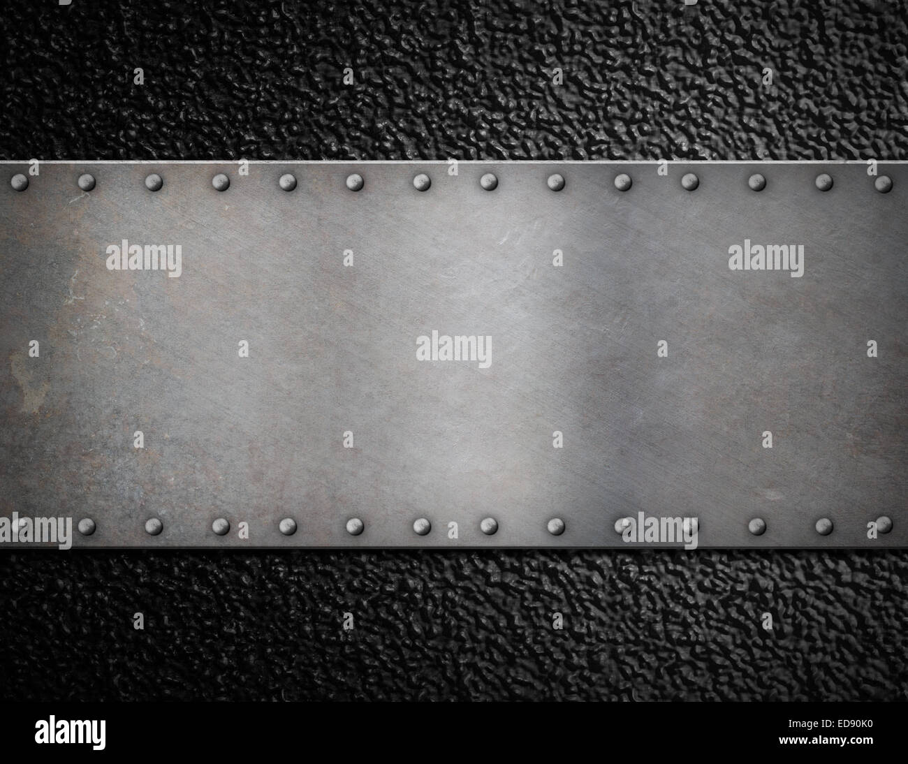 metal plate with rivets background Stock Photo