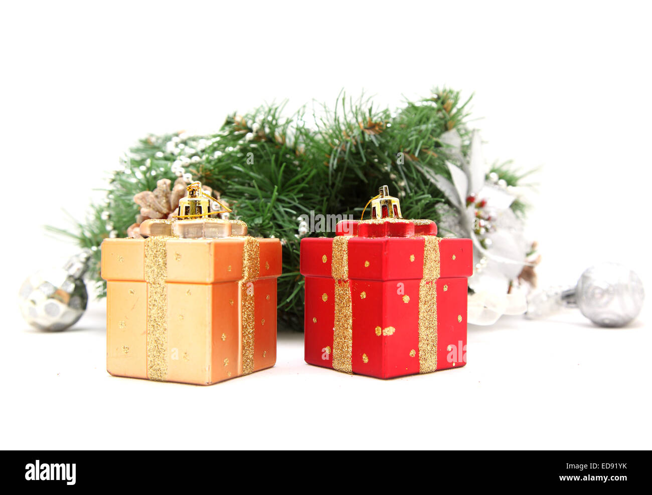 Christmas toys and Christmas tree Stock Photo
