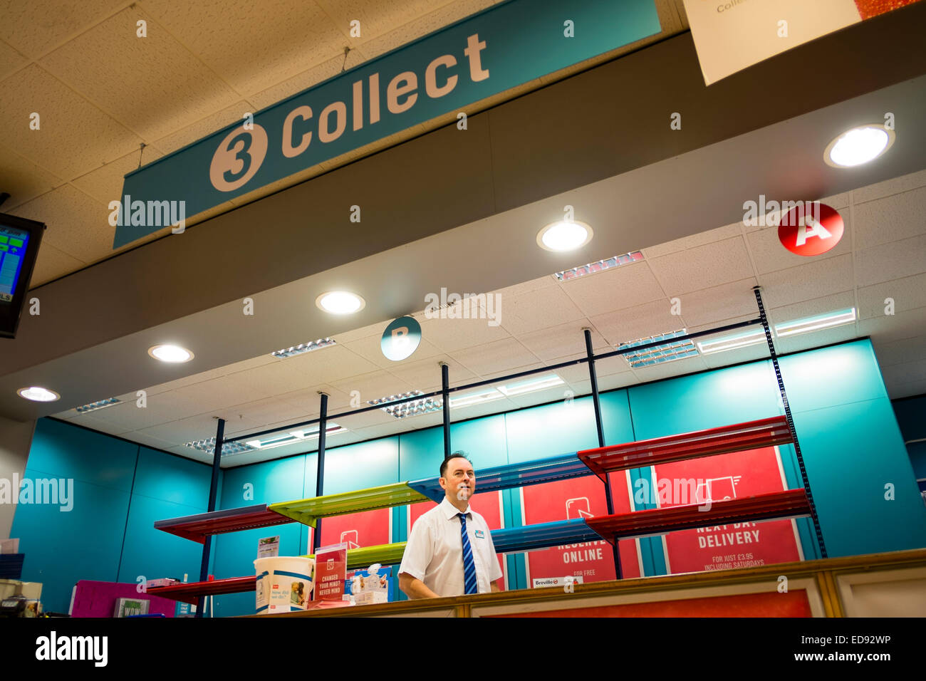The 'collect' area counter at an Argos discount catalogue store