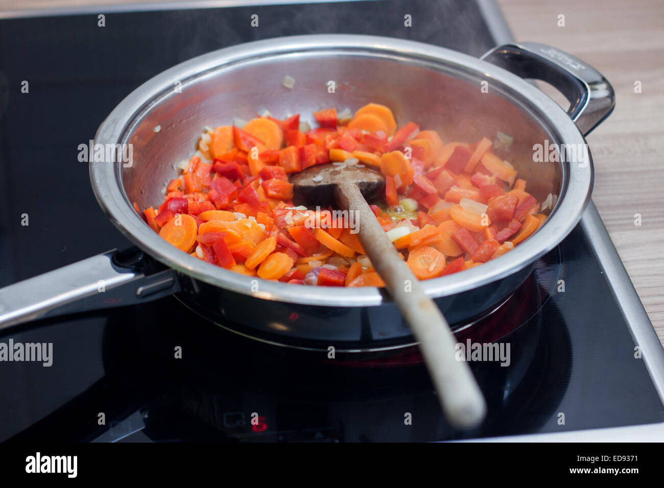 Cut Mixed Vegetables in Frying Pan Ready to Cook Stock Photo Alamy