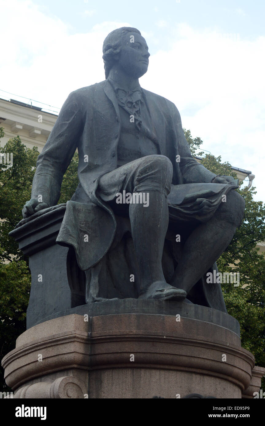 Lomonosov monument next to the Faculty of Journalism at Moscow Stock Photo