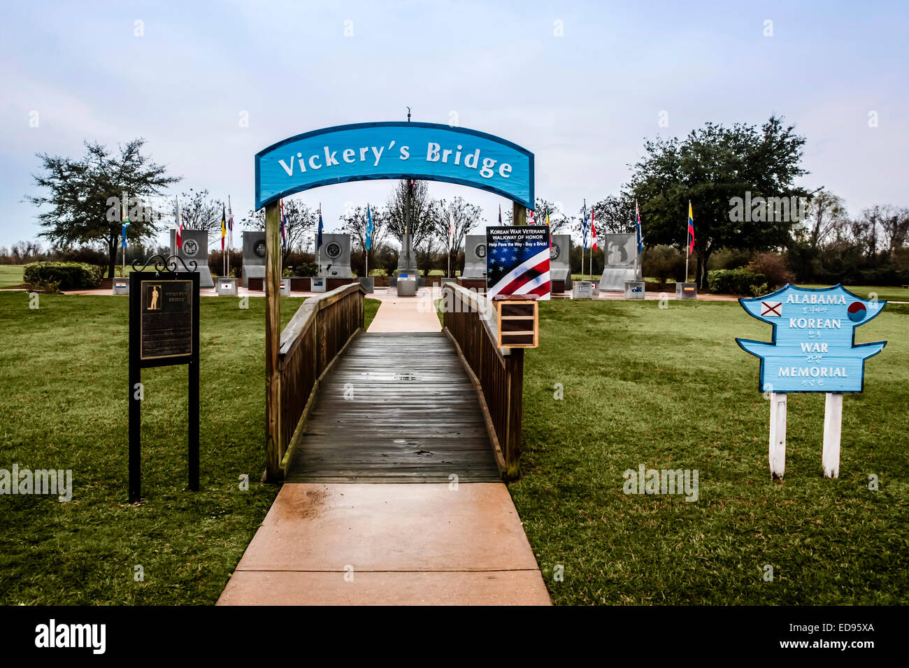 Vickery's Bridge to the Alabama Korean War Veterans Memorial at the USS Alabama Memorial Park in Mobile Stock Photo