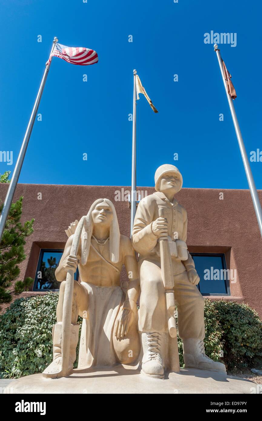 Navajo Code Breakers Statue. Indian Pueblo Cultural Center. Albuquerque, New Mexico, USA Stock Photo