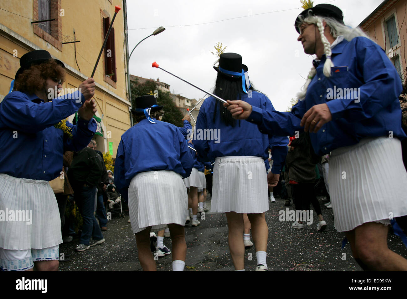 traditional marching band at the annual Mimosa Festival held in the village of Roquebrun