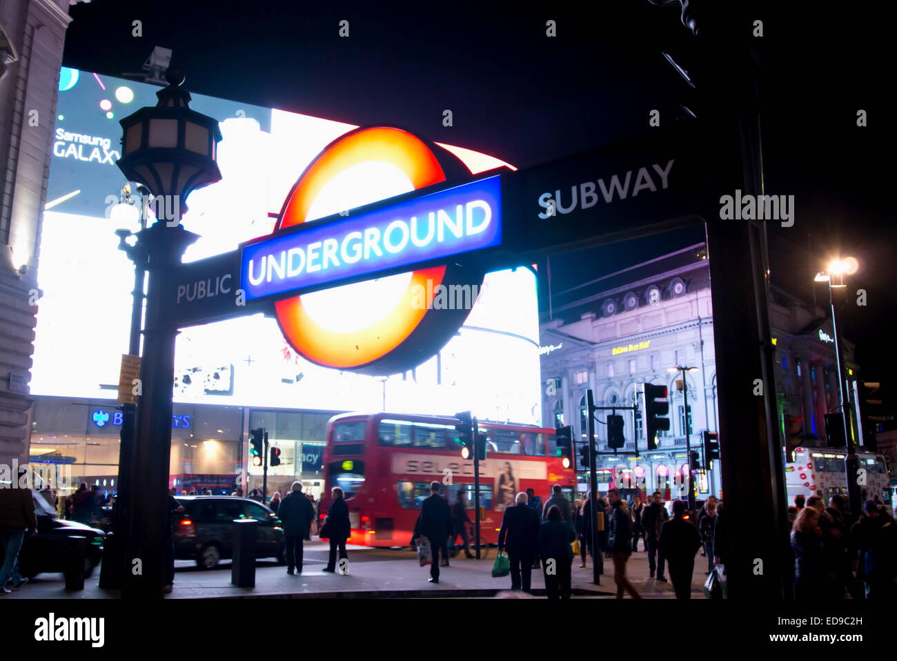 Entrance to Piccadilly Circus London Underground station looking onto Regent Street, London, UK Stock Photo