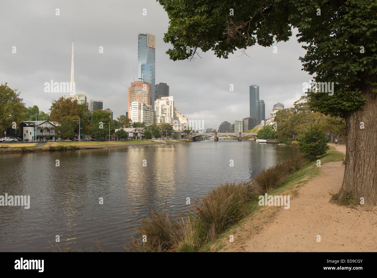 Boat Sheds on the Banks of the Yarra, Melbourne Stock Photo