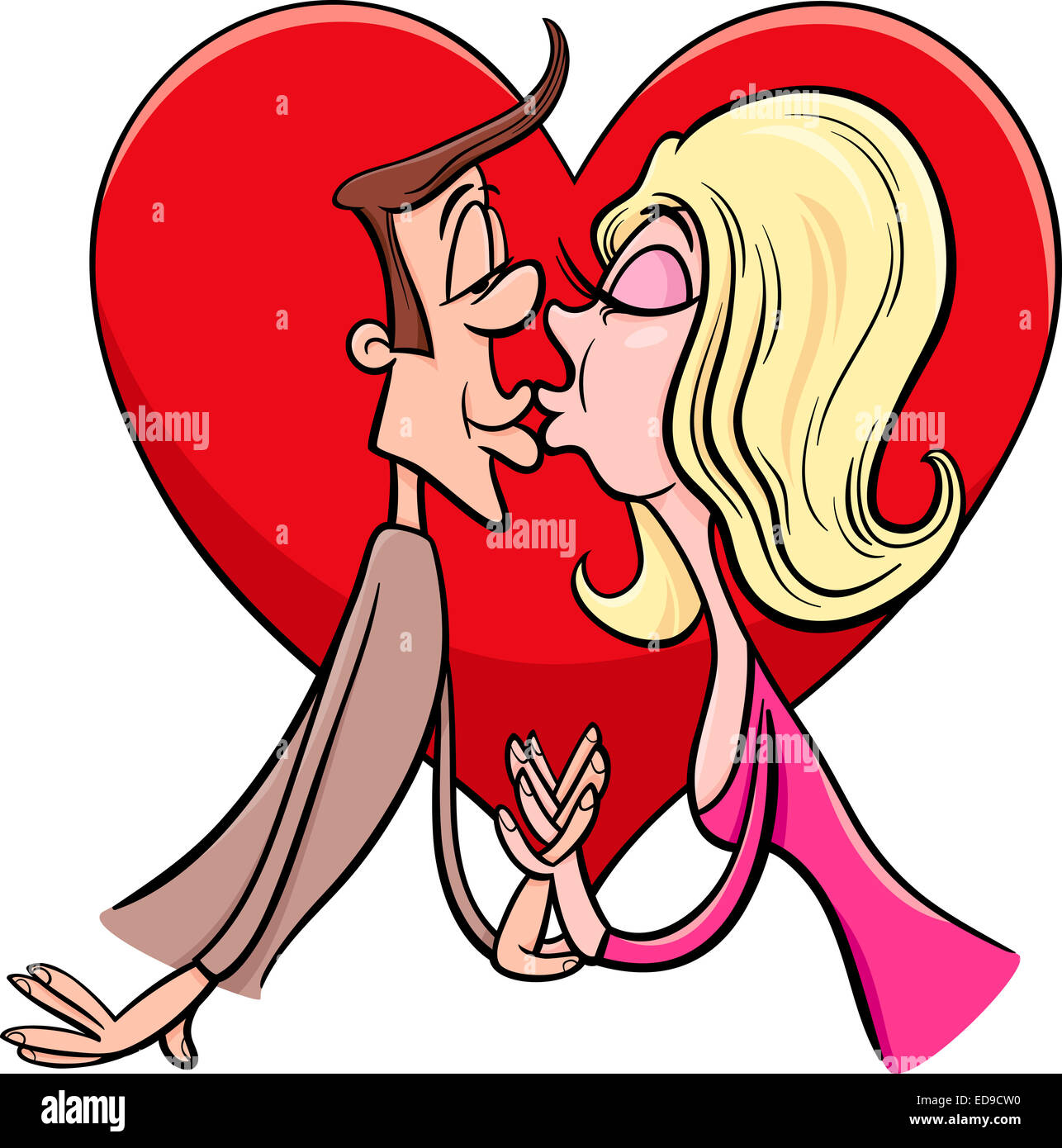 cute couples kissing cartoon