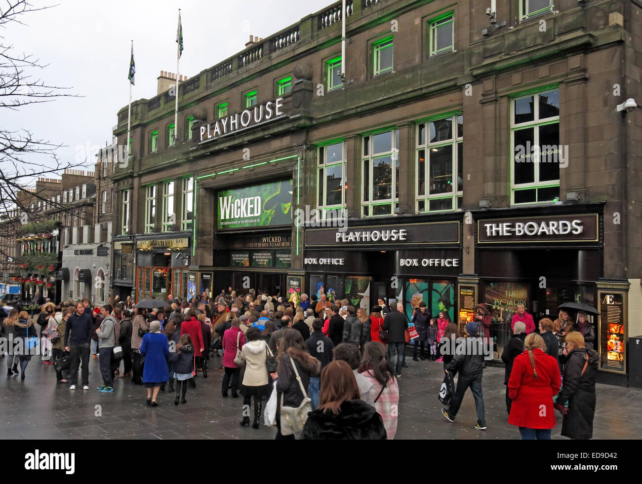 Scenes outside The Edinburgh Playhouse Theatre for the production of Wicked, Scotland, UK Stock Photo