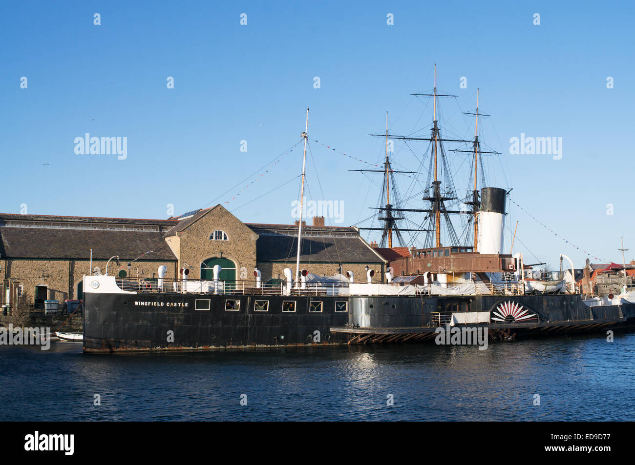 Paddle Steamer PS Wingfield Castle at Hartlepool maritime museum, north east England, UK Stock Photo