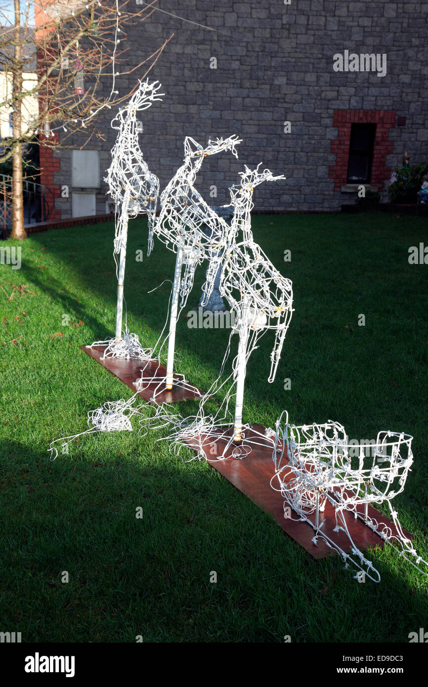 Reindeer decor in a Carrickmacross garden. Stock Photo