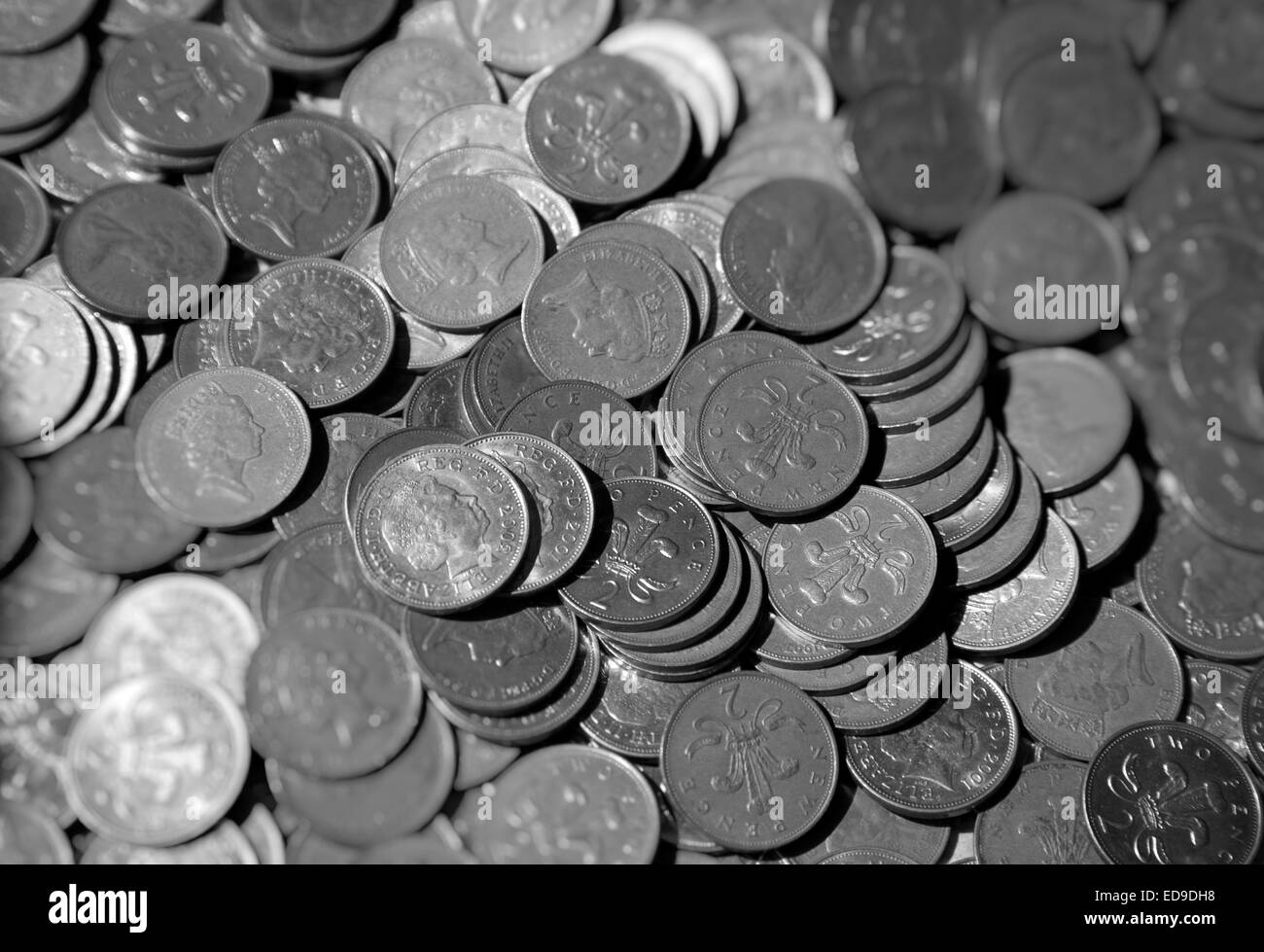 British 2 pence coins Stock Photo