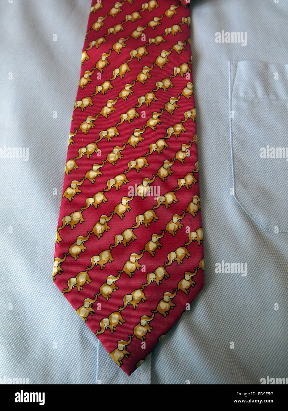 Interesting elephant Carbouchon tie, male neckware in silk Stock Photo