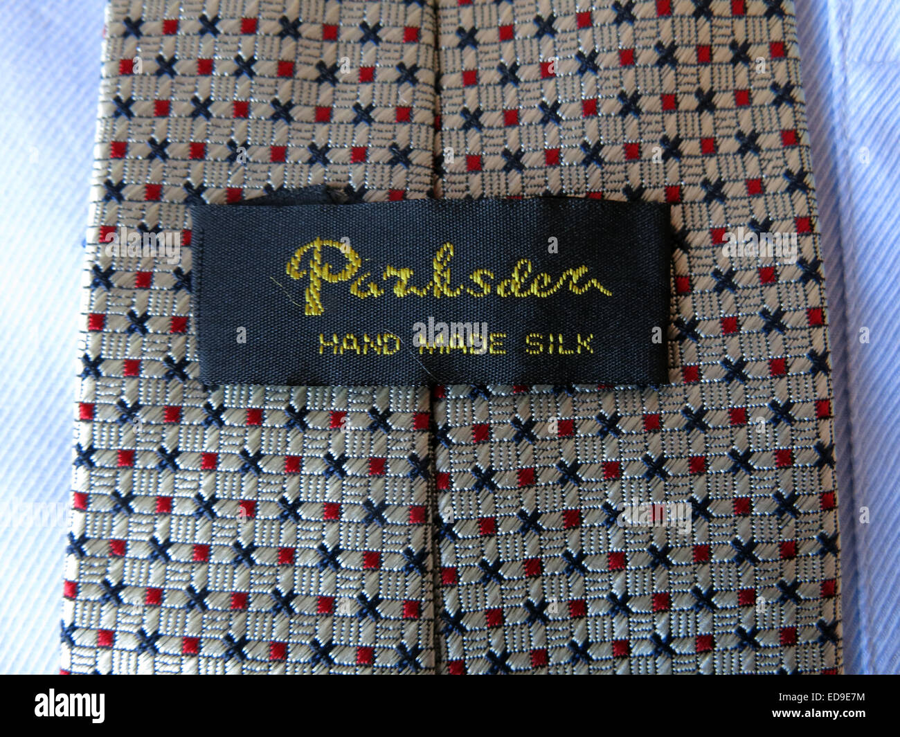 Interesting vintage Parksder  tie, male neckware in silk Stock Photo