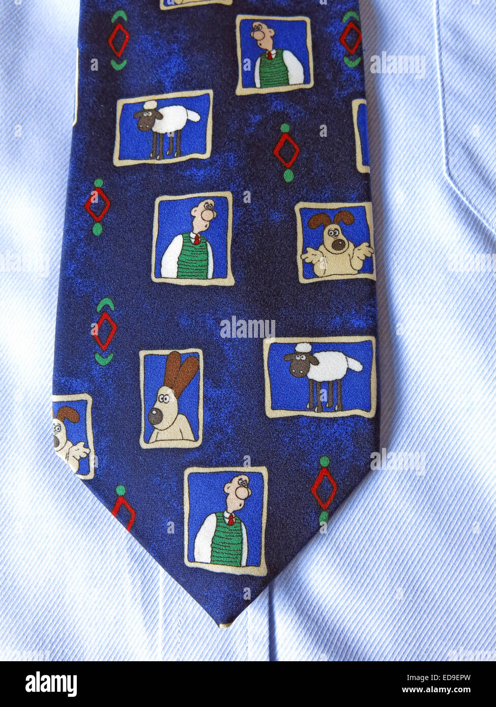 Interesting Wallace & Grommet comedy tie, male neckware in silk Stock Photo