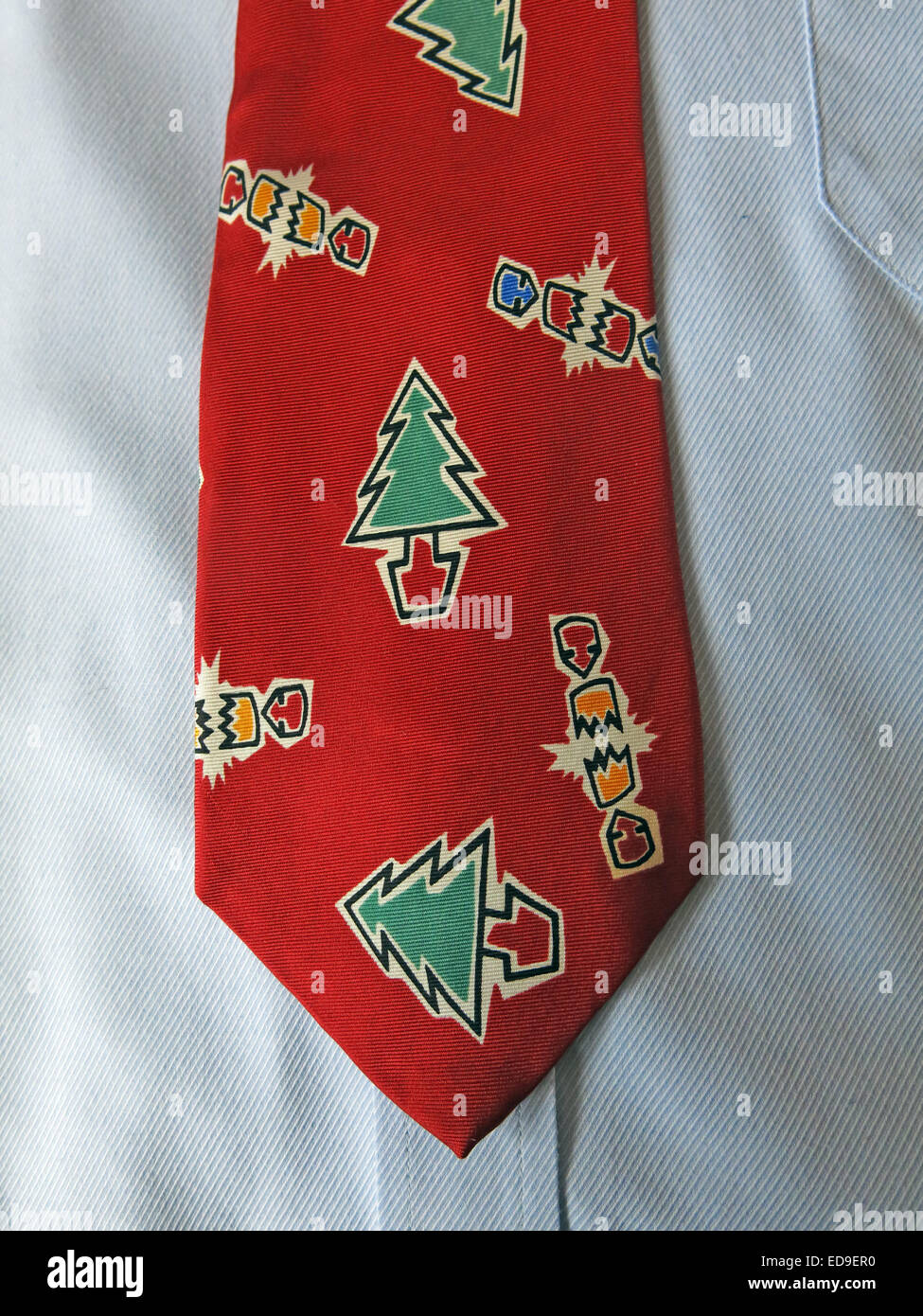 Interesting vintage Xmas Festive red tie, male neckware in silk Stock Photo