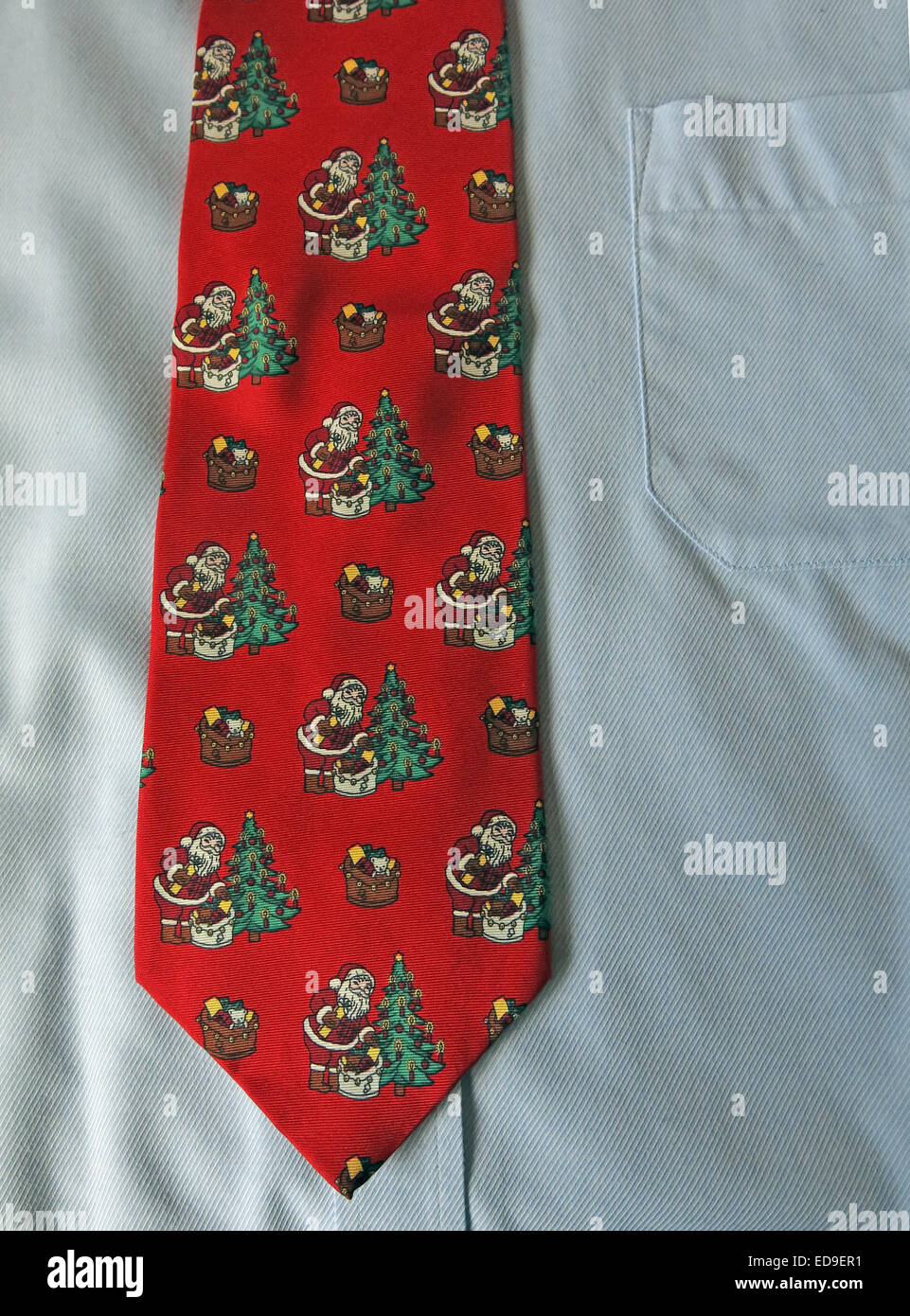 Interesting Red Christmas tie, male neckware in silk Stock Photo