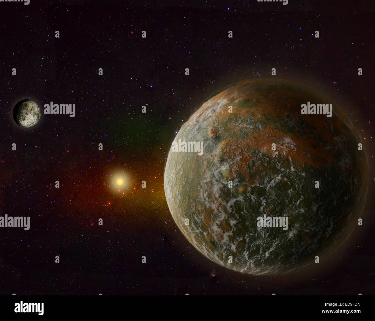 Super Big Earth with Moon Stock Photo