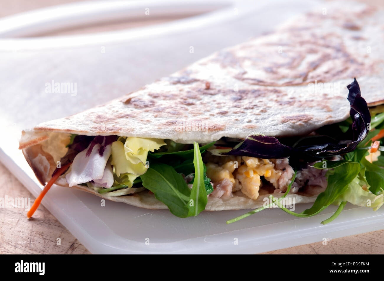 flat bread with tuna eggs and lettuce typical Italian food in northern