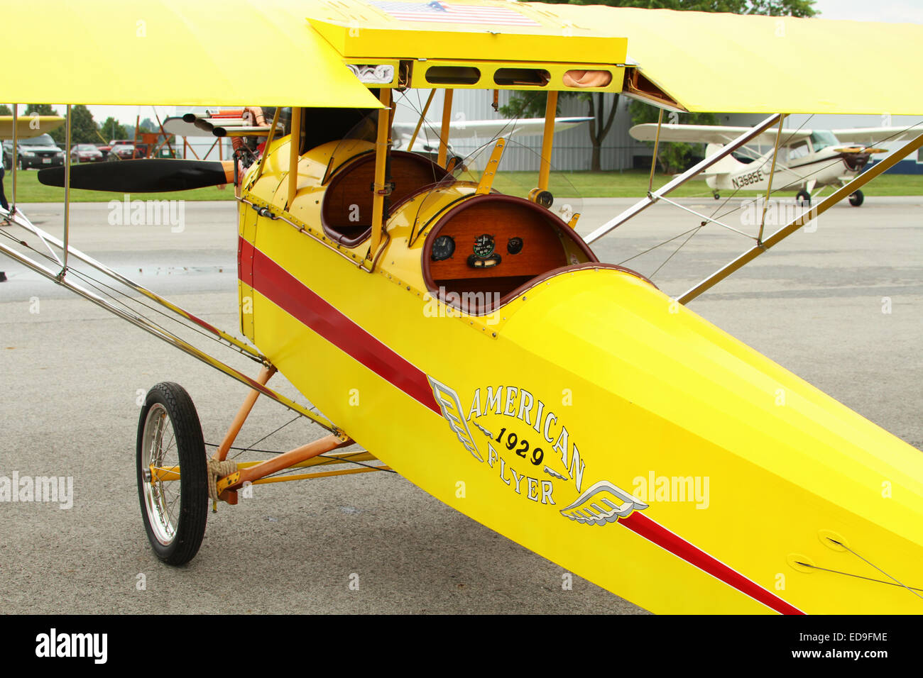 Pietenpol Air Camper. Yellow Airplane. Possibly custom built experimental or a replica of an earlier plane. Circa 2001 per the r Stock Photo