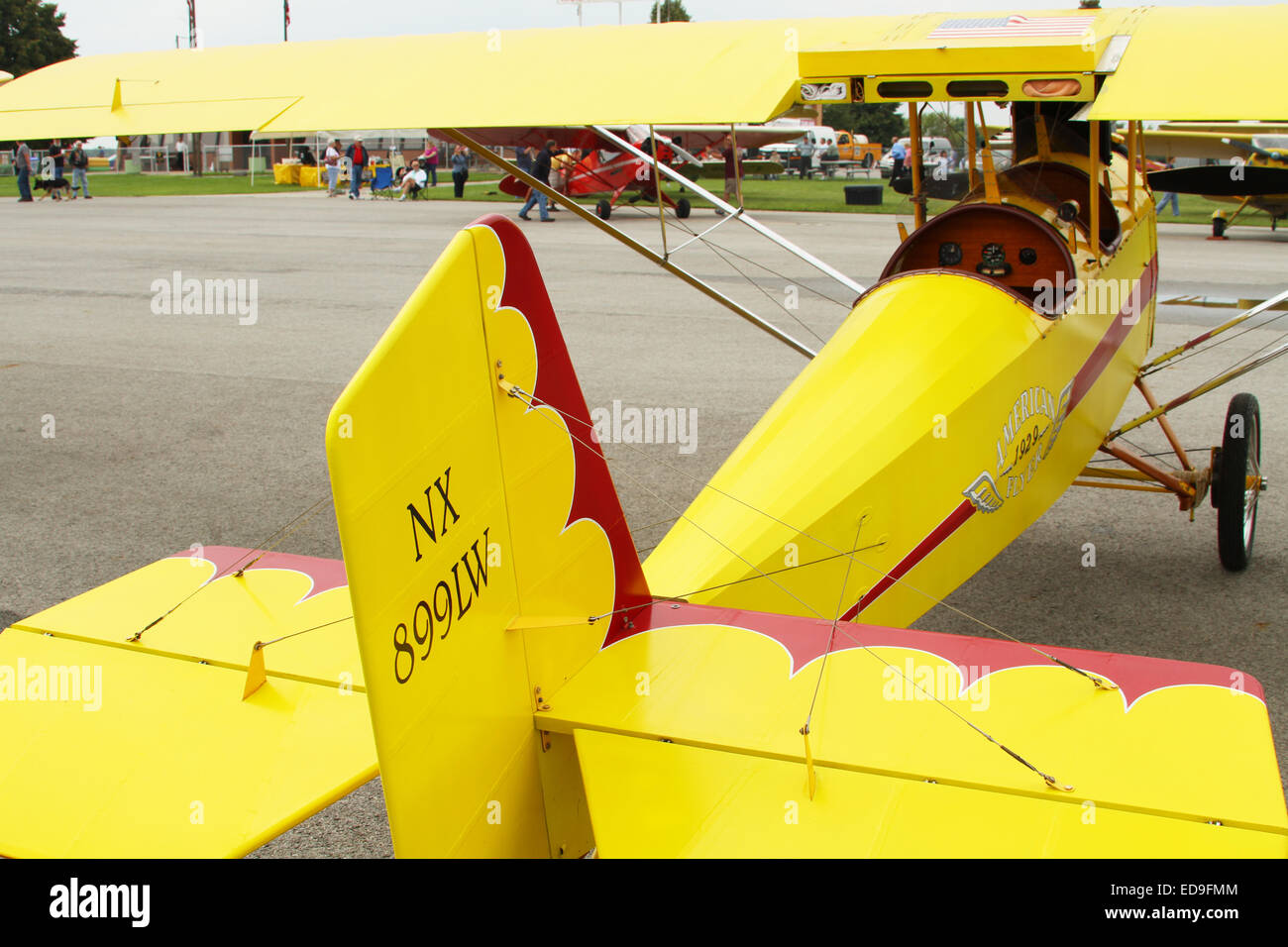 Pietenpol Air Camper. Yellow Airplane. Possibly custom built experimental or a replica of an earlier plane. Circa 2001 per the r Stock Photo