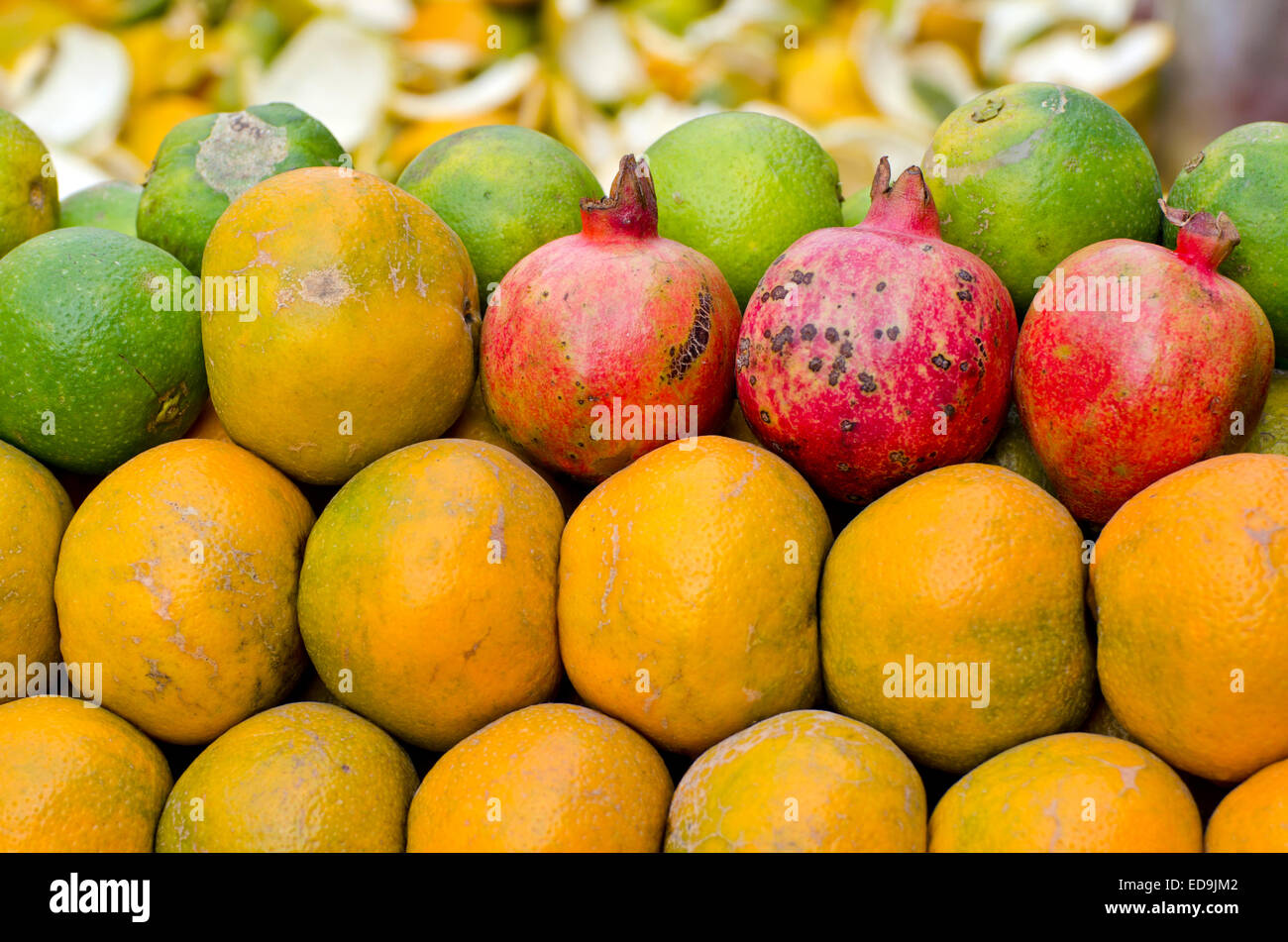 fresh fruits in asia street market, India Stock Photo