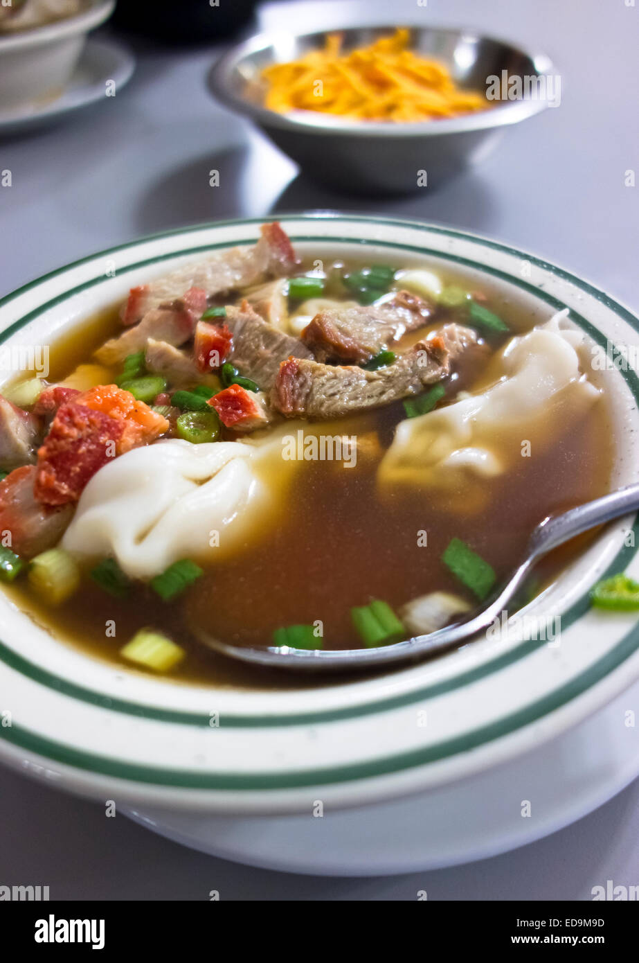 Delicious Chinese Wonton Soup With Broth And Pork And Green Onions Stock Photo Alamy Delicious Chinese Wonton Soup With Broth And Pork And Green Onions Stock Photo Alamy