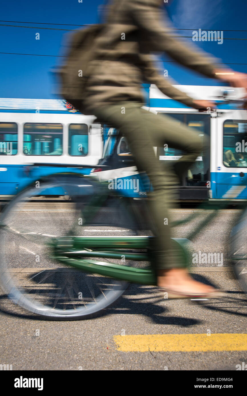 City transportation concept - commuting methods - on bike, by car, by ...